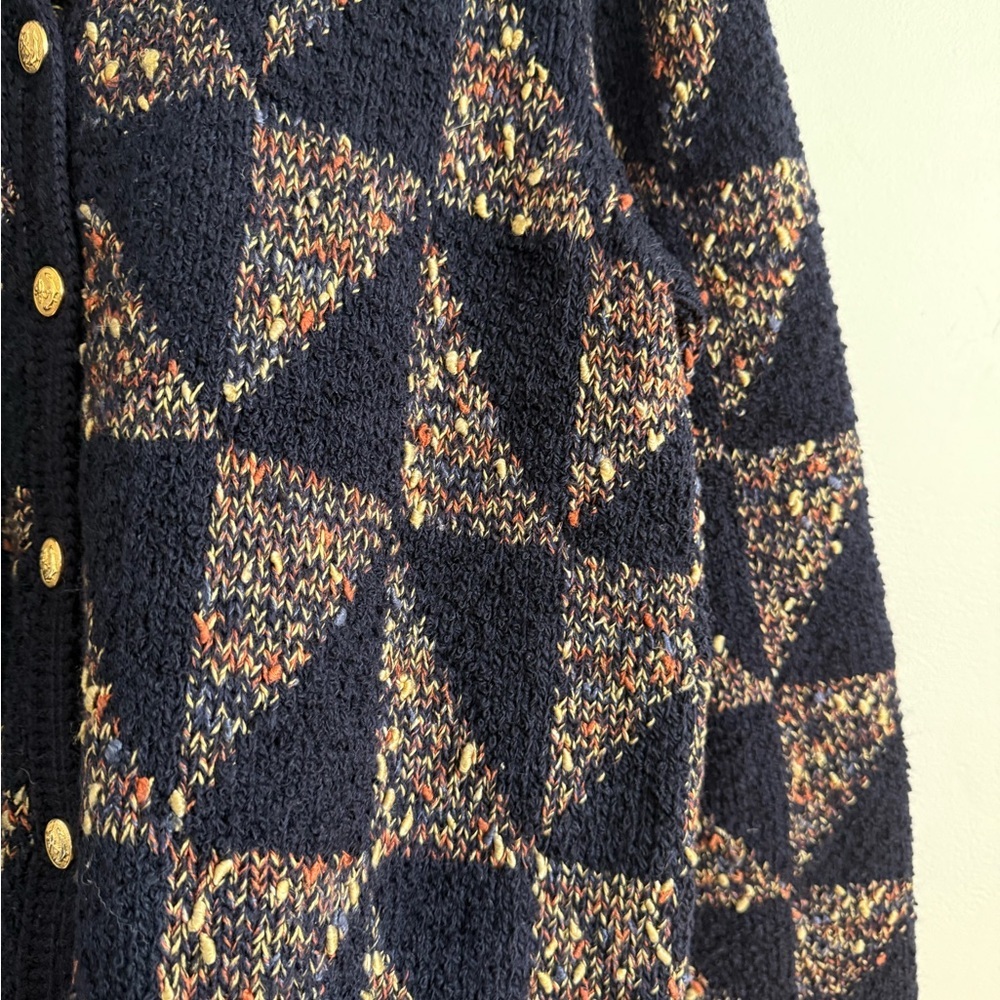 Vintage Navy Navy-Multicolor Geometric Knit Cardigan - Picture 5 of 7